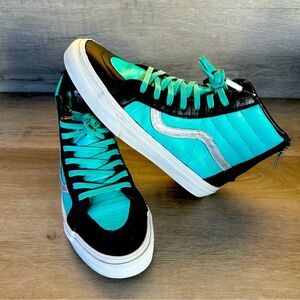 Vans Off the Wall Sk8-Hi Reissue Zip Black Leather Skateboard Shoe M 6.5, W 8